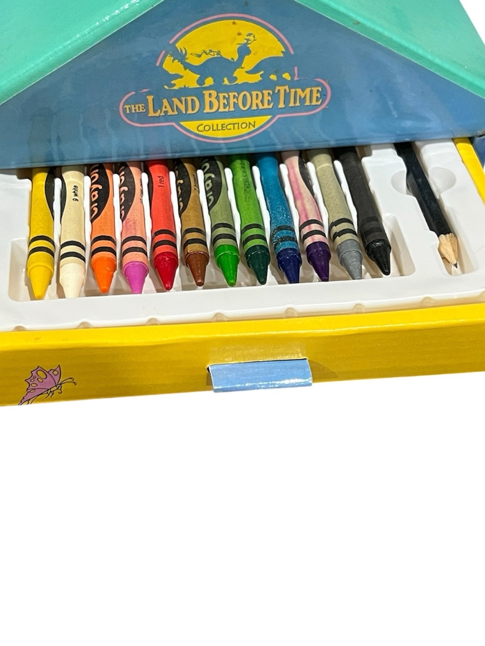 Vtg The Land Before Time Dinosaur Movie 40 Piece Art Set Cardboard Chest Drawers - Picture 7 of 11